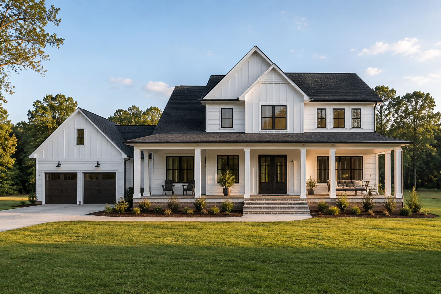 Ground-up construction featuring a newly completed custom home with modern farmhouse architecture, premium materials, and quality craftsmanship by JTD Contractors.